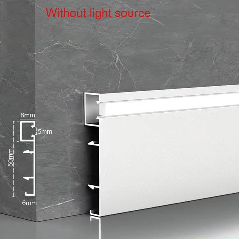50mm 80mm LED Skirting Line Aluminium Profile Baseboard Hard Bar Light Suface Mounted Wall Skirting Channel Linear Lamp