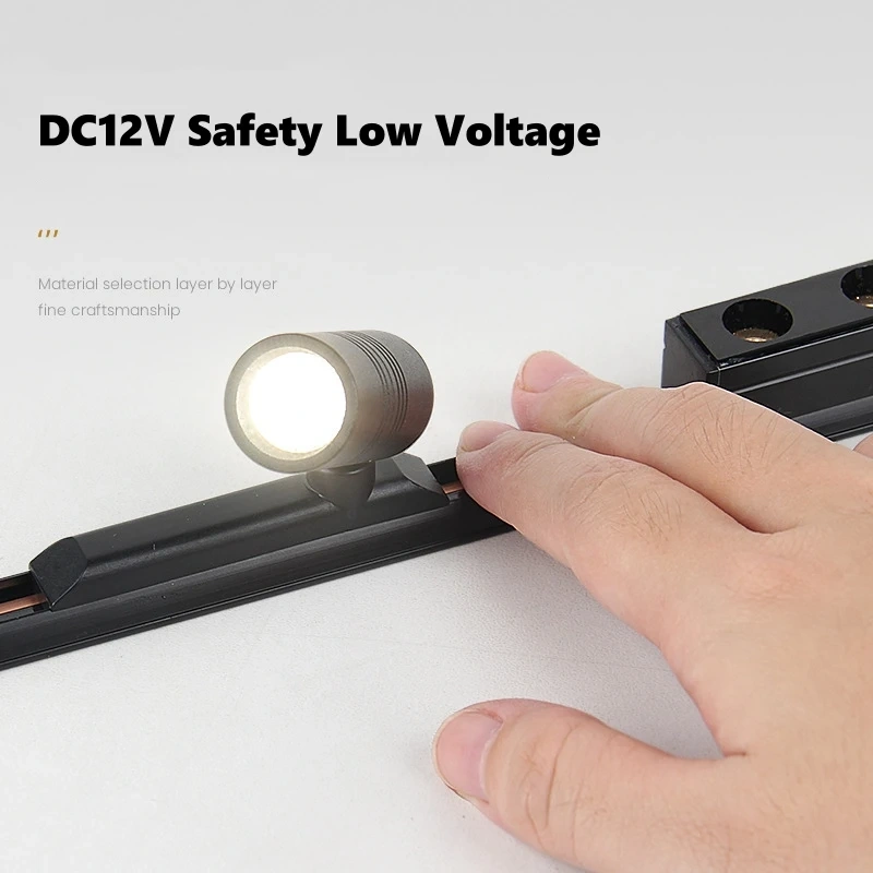 Cabinet Mini Magnetic LED Track Lamp Aluminum DC12V Adjustable Jewelry Display Light Spotlight Museum Showcase Focal Spotlight