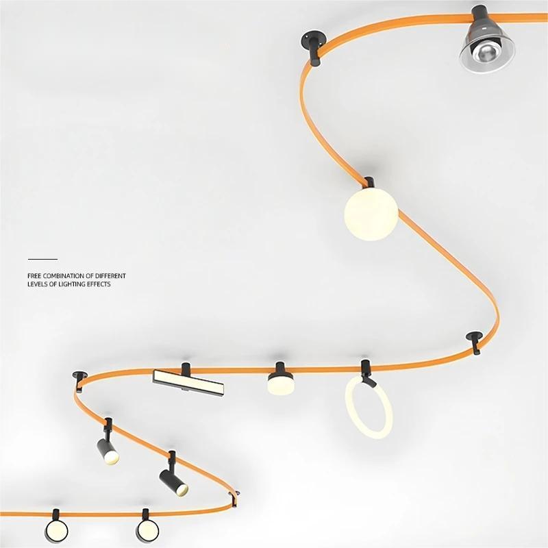 Semi-Flexible LED Track Light DC48V DIY Shaped Ceiling Lamp Ultra-Thin Bendable Aluminum Strip Clothing Store Rail Spotlight