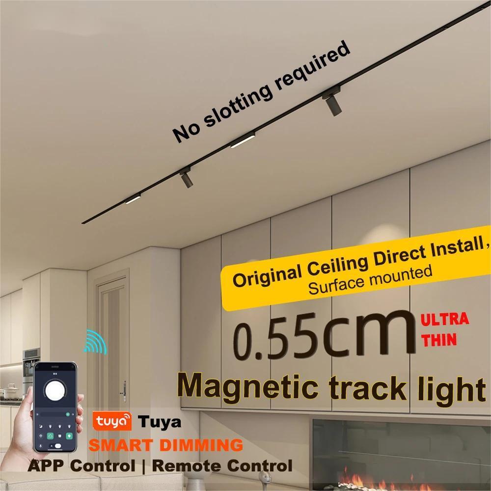 Smart Home Tuya Dimming Magnet Track light Ultra-Thin Ceiling Surface Mounting LED Ceiling magnetic track Light favourite