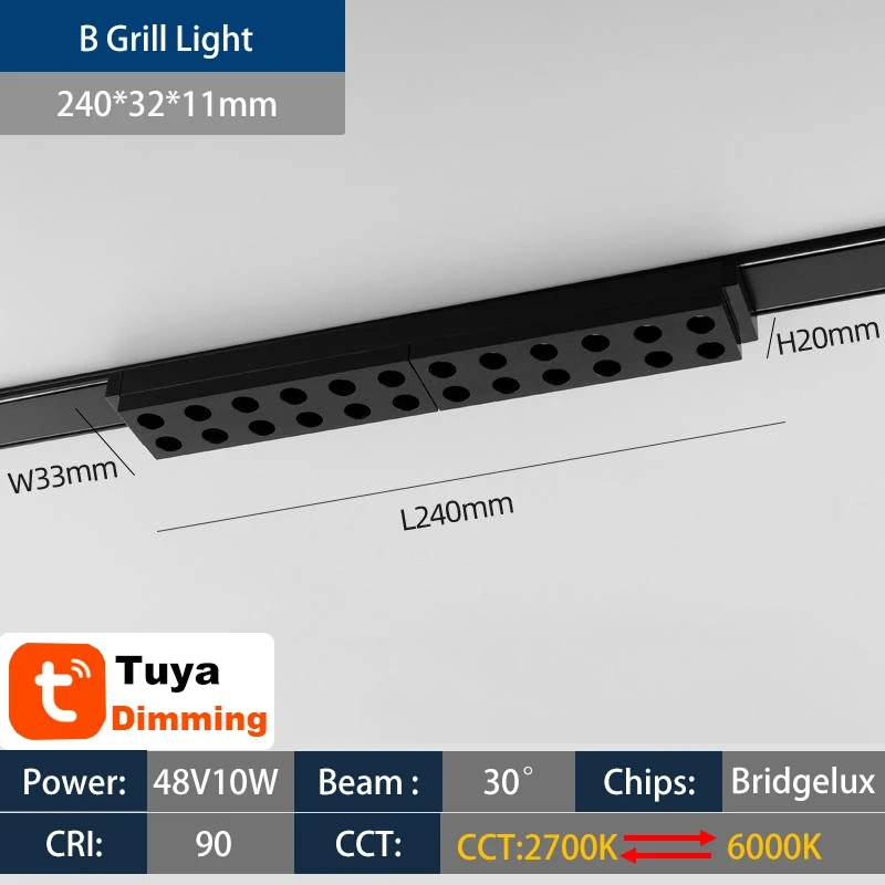 Smart Home Tuya Dimming Magnet Track light Ultra-Thin Ceiling Surface Mounting LED Ceiling magnetic track Light favourite