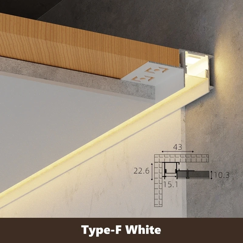 Narrow Ceiling LED Aluminum Profile Embedded Channel Strip Light Luminous Plaster Molding Hidden Backlight Linear Lighting