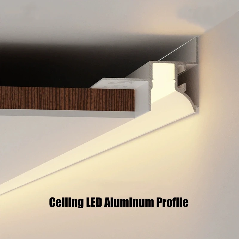Narrow Ceiling LED Aluminum Profile Embedded Channel Strip Light Luminous Plaster Molding Hidden Backlight Linear Lighting