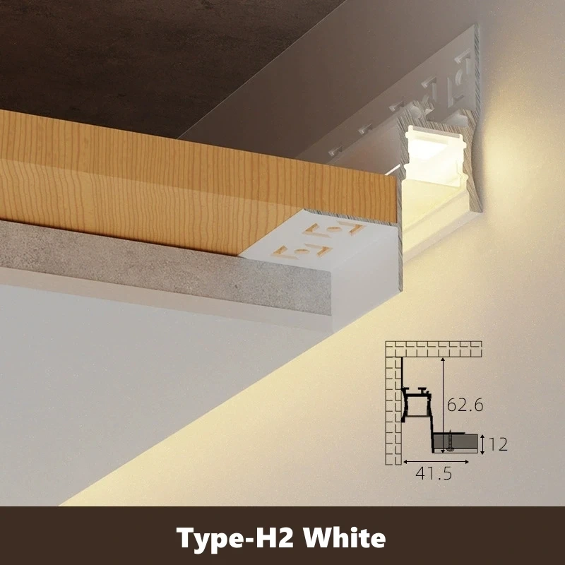 Narrow Ceiling LED Aluminum Profile Embedded Channel Strip Light Luminous Plaster Molding Hidden Backlight Linear Lighting