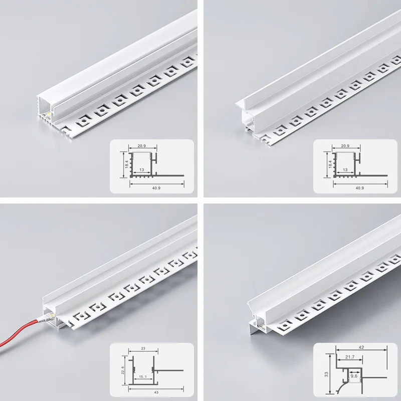Narrow Ceiling LED Aluminum Profile Embedded Channel Strip Light Luminous Plaster Molding Hidden Backlight Linear Lighting
