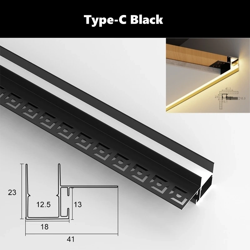 Narrow Ceiling LED Aluminum Profile Embedded Channel Strip Light Luminous Plaster Molding Hidden Backlight Linear Lighting