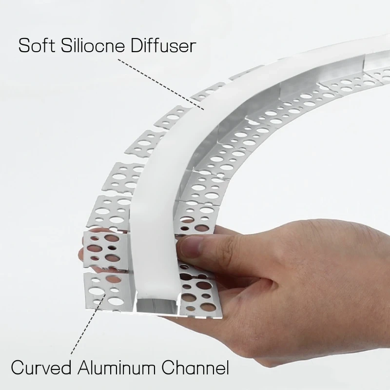 Curved U/YW-Style LED Aluminum Profile Recessed Bendable Aluminum Channel Silicone Diffuser Ceiling Floor Decor Bar Strip Lights