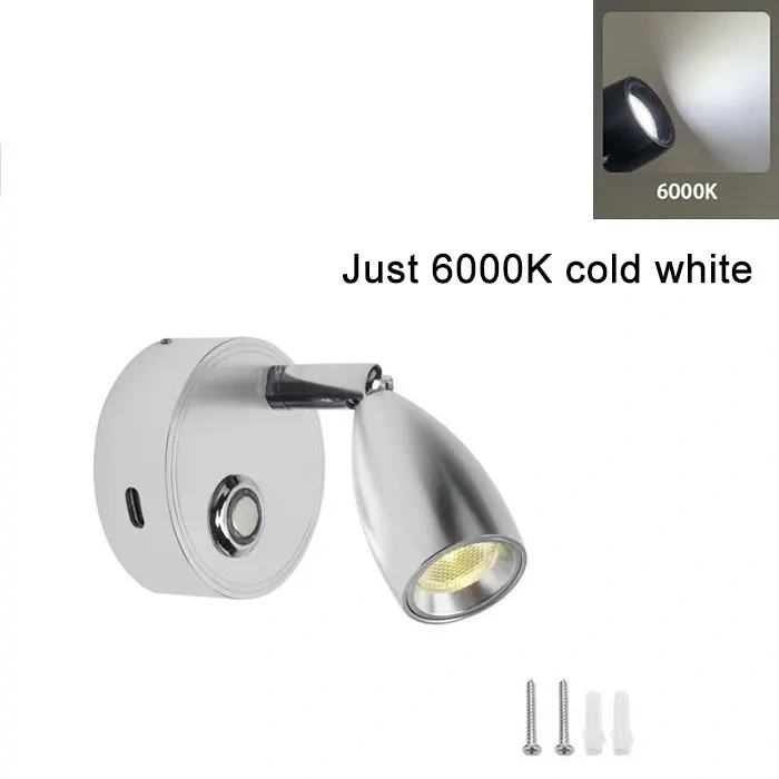 Dual USB Charging Ports 12V LED Reading Light RV Touch Dimmable Reading Lamp 3 Color USB C Charger 24 Volt Swivel Spotlight