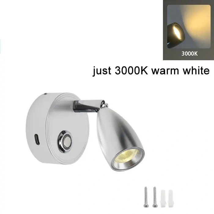 Dual USB Charging Ports 12V LED Reading Light RV Touch Dimmable Reading Lamp 3 Color USB C Charger 24 Volt Swivel Spotlight