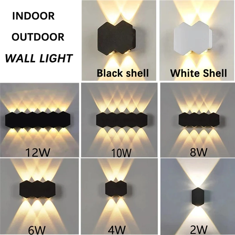 IP65 LED Wall Lamp 2/4/6/8/10W Outdoor Waterproof Garden Lighting  AC86-265 Indoor Bedroom Living Room Stairs Wall  Washer Light