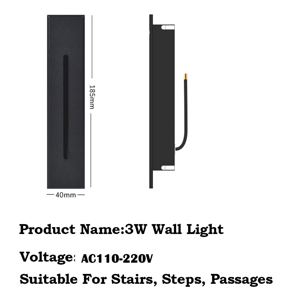 3W Wall Lamps AC110-220V Indoor Recessed Led Stairs Step Sconce Light for Room Aisle Staircase Hallway Corridor Night Lighting