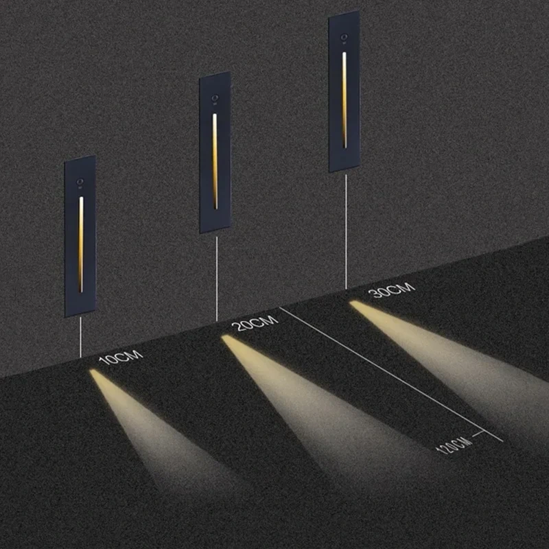 Simple Wall Lamp IP65 Waterproof Indoor Motion Sensor Recessed Wall Light Hallway Staircase Corridor Outdoor Hall Decor Lighting
