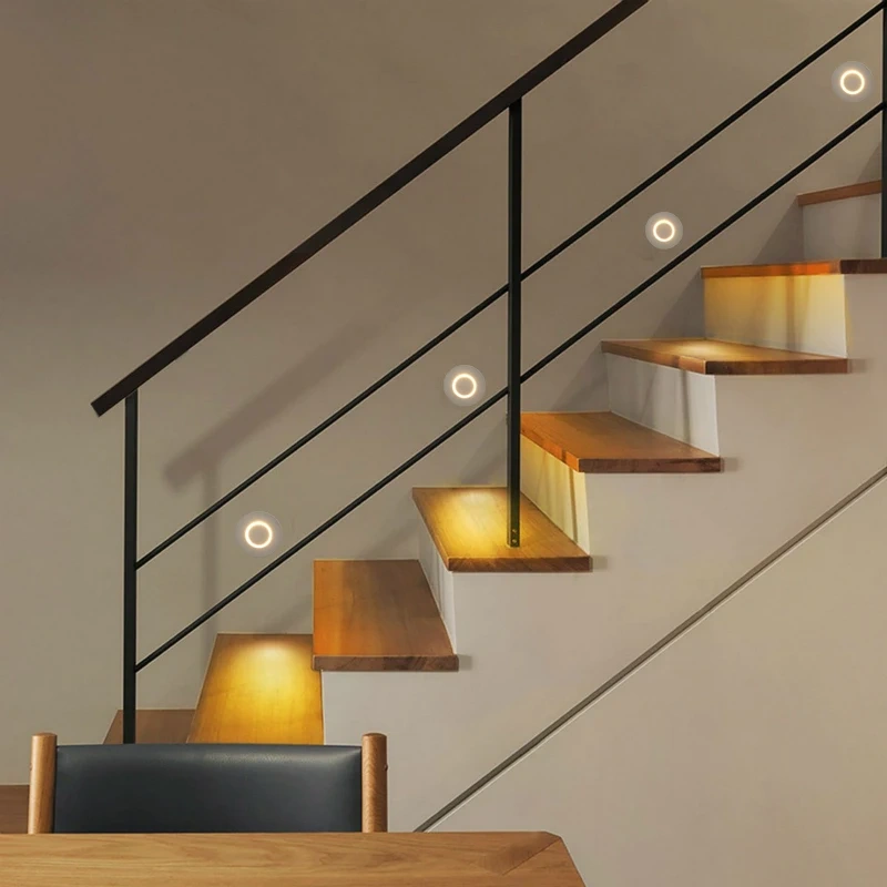 LED Recessed Stair Lights Waterproof IP67 Step Deck Light DC12-24V Porch Corridor Light Moon Light 1W Outdoor Garden Wall Lamp