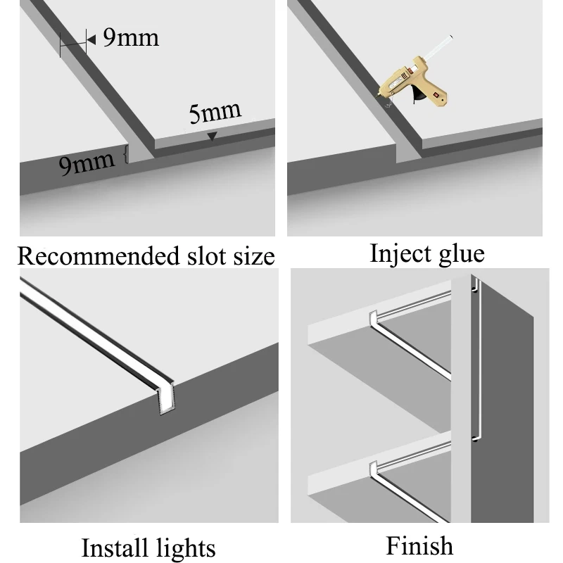 Invisible LED Strip Bar Light Aluminum Profile DC12V Mini For Wardrobe Figure Wine Cabinet Showcase Layer Shelf Slot Hidden