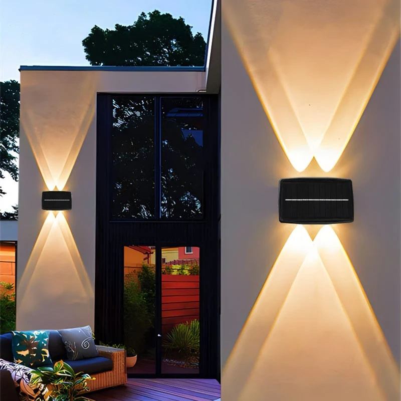 Strong Brightness Solar LED Outdoor Wall Light Waterproof Garden Decor Lamp Balcony Courtyard Wall Lights Outdoor Solar Lamp