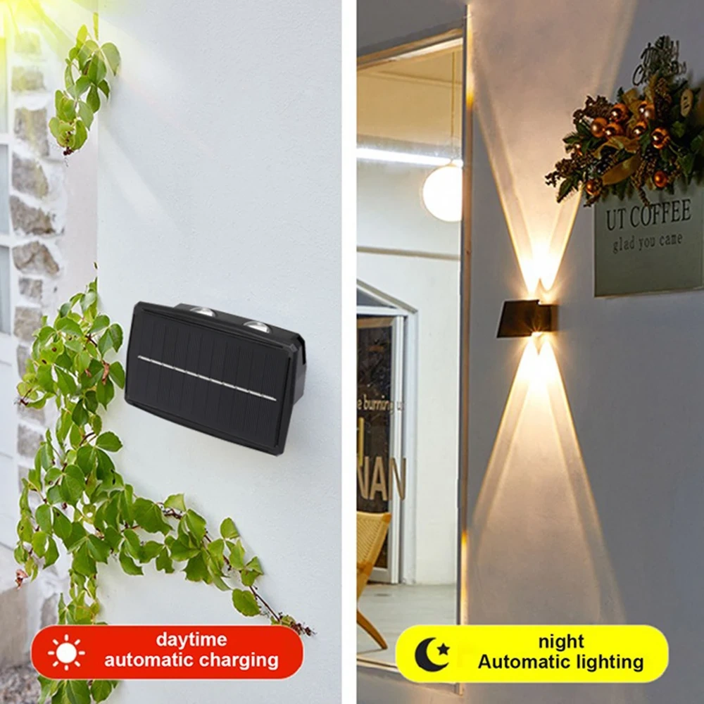 Strong Brightness Solar LED Outdoor Wall Light Waterproof Garden Decor Lamp Balcony Courtyard Wall Lights Outdoor Solar Lamp