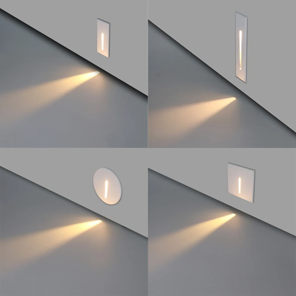 3W Wall Lamps AC110-220V Indoor Recessed Led Stairs Step Sconce Light for Room Aisle Staircase Hallway Corridor Night Lighting