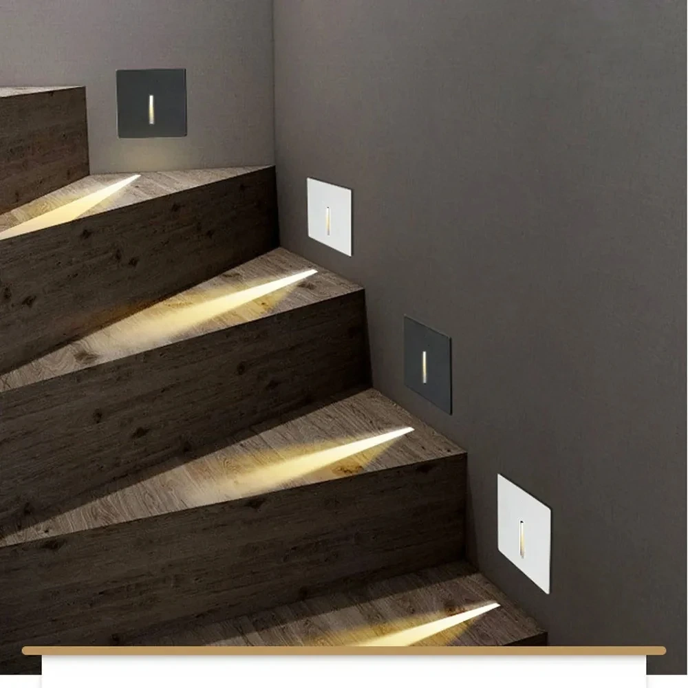 Recessed LED Wall Light 3W Stair Hallway Sconce Lamp Indoor Room Corner Step light Corridor Stairway Pathway Decoration Lighting