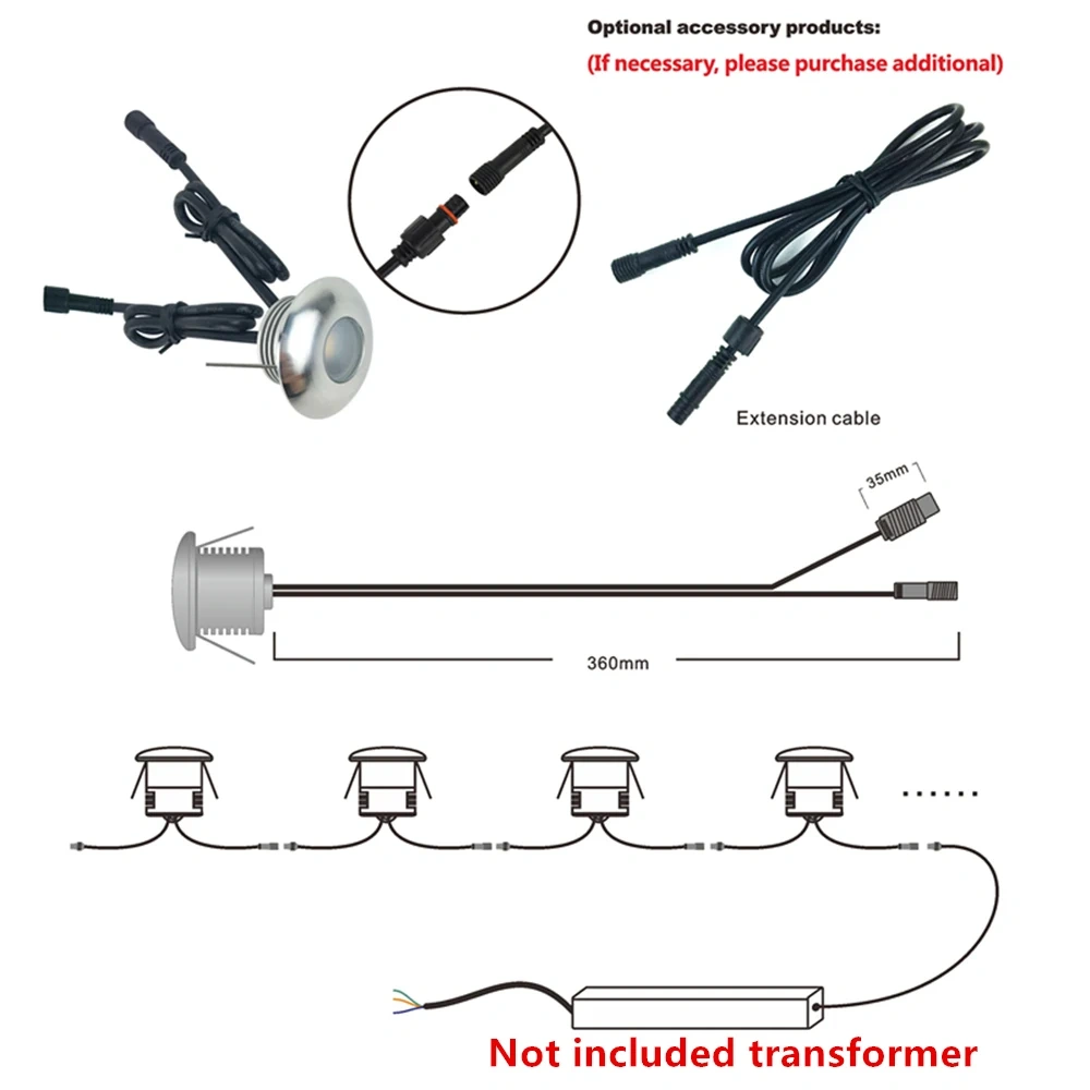 LED Deck Light IP67 Outdoor Waterproof Light Recessed Garden Stair driveway Underground Bulb Lamp Deck Post Light Wall Spotlight