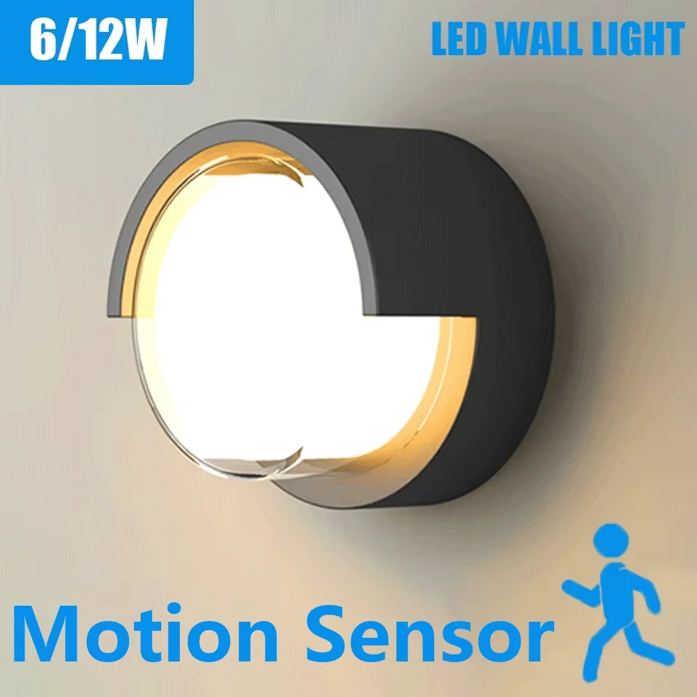 LED Wall Lamp Lighting Radar Motion Sensor AC85-265V 6/12W Warm White Cold White Suitable For Indoor Outdoor Home Decoration