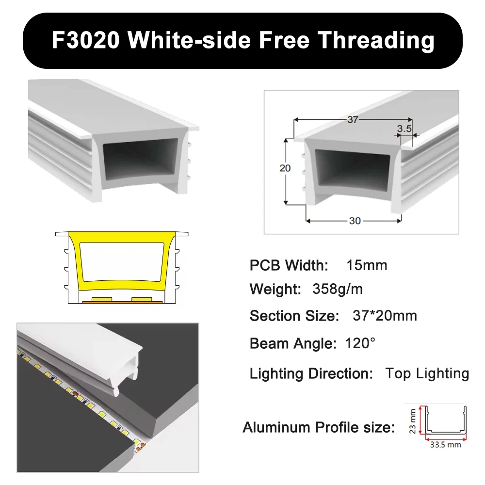 LED Neon Tube Cover Diffuser IP67 Waterproof Silicone for WS2811 WS2812B COB Strip Flexible Removable Embedded Indoor Outdoor