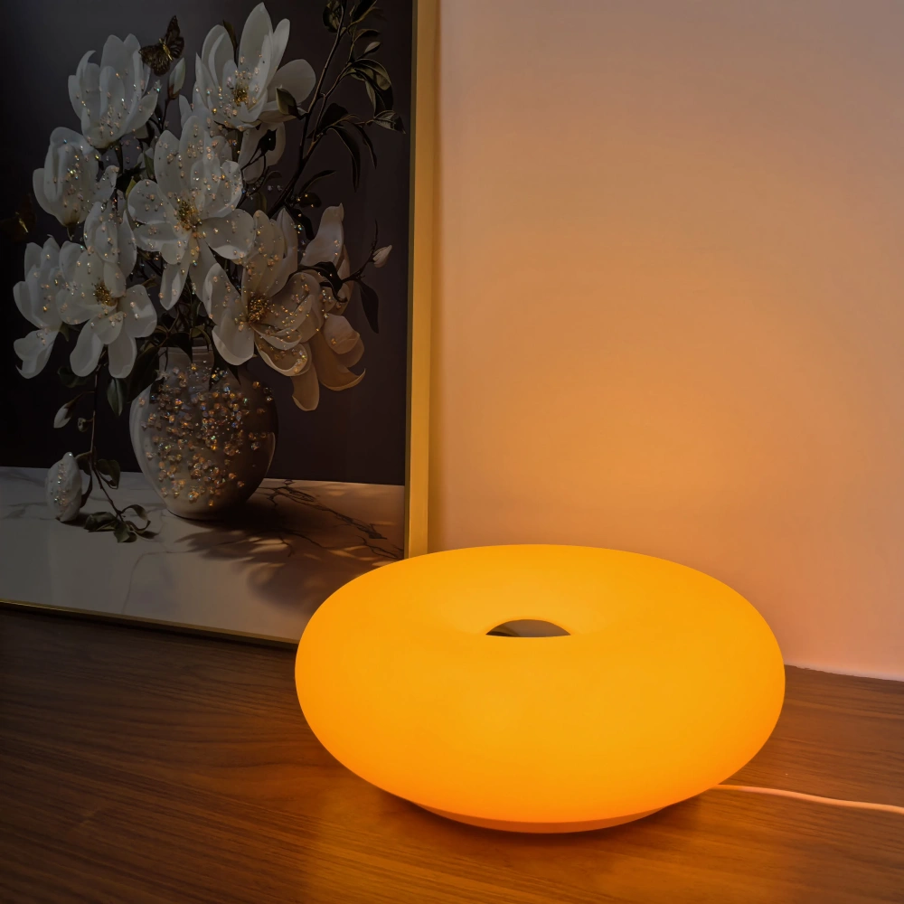 Bauhaus table lamp with rounded design for bedroom ambient lighting