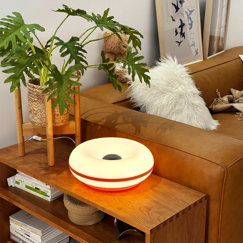 Bauhaus table lamp USB plug bedroom bedside lamp living room dining room decoration donut ambient light