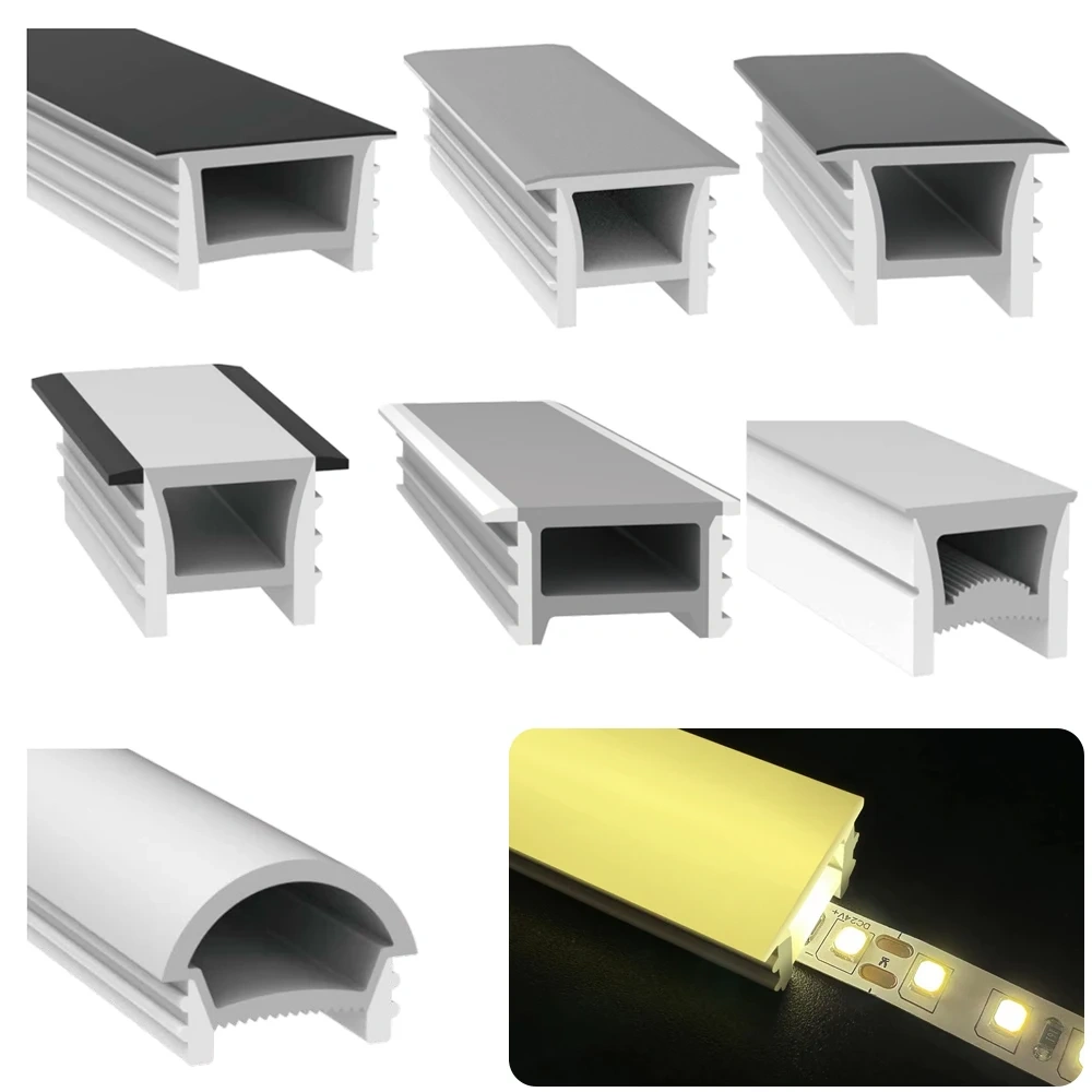LED Neon Tube Cover Diffuser IP67 Waterproof Silicone for WS2811 WS2812B COB Strip Flexible Removable Embedded Indoor Outdoor