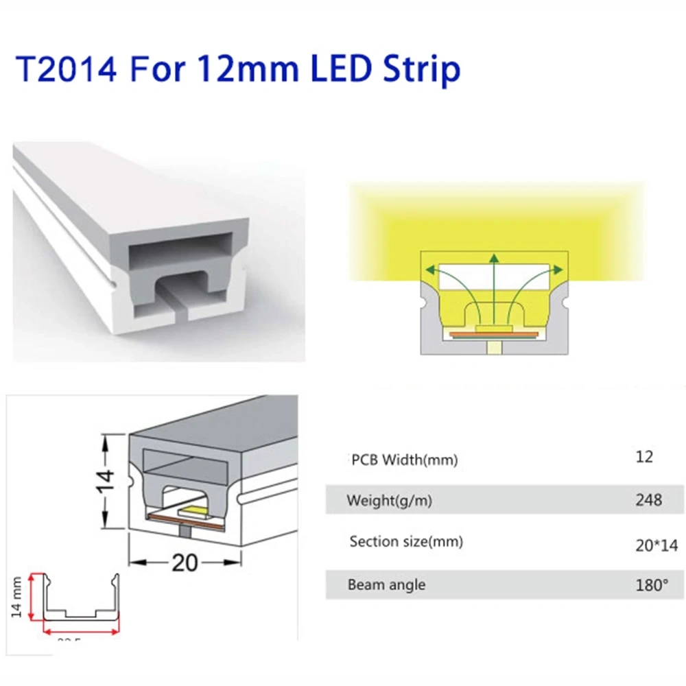 Led Strip Light Silica Gel Neon Cover Tube For 8-15mm Board Width WS2812B WS2811 WS2813 WS2815 5050RGB IP30 1-5m Room Decoration