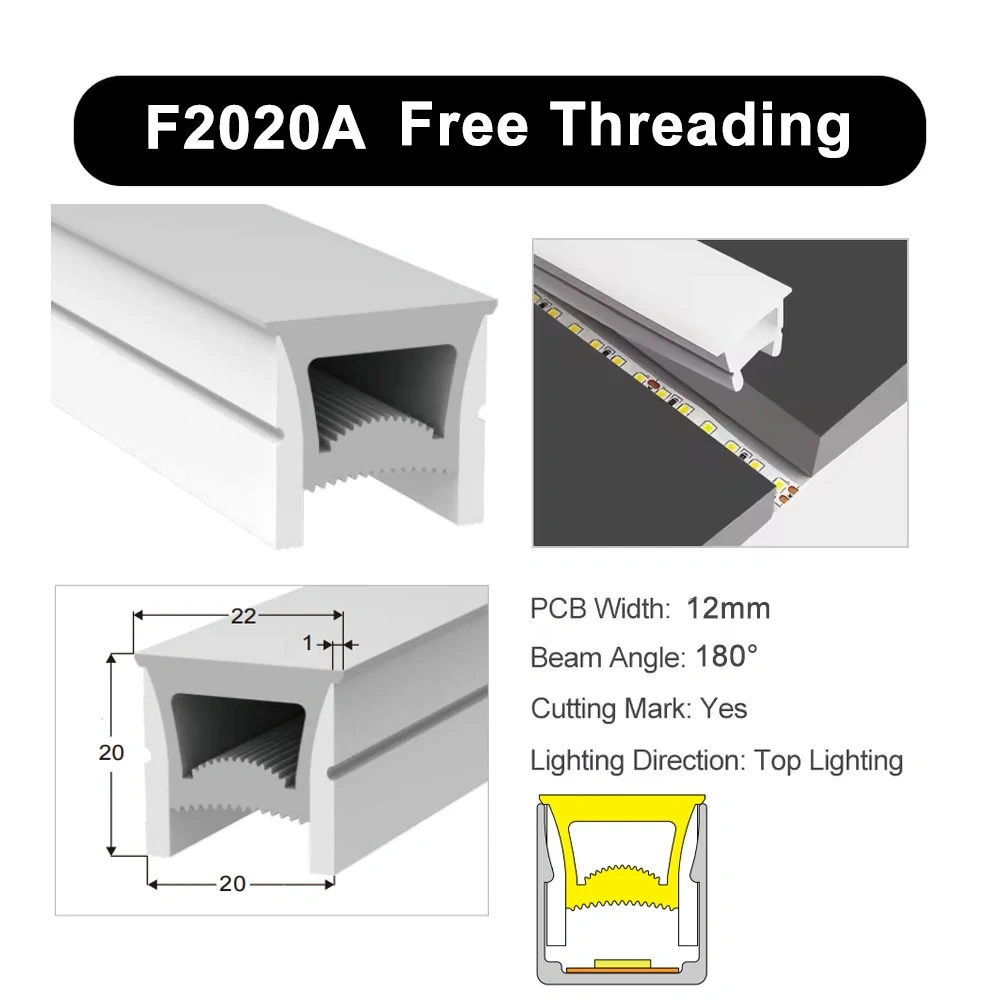 LED Neon Tube Cover Diffuser IP67 Waterproof Silicone for WS2811 WS2812B COB Strip Flexible Removable Embedded Indoor Outdoor