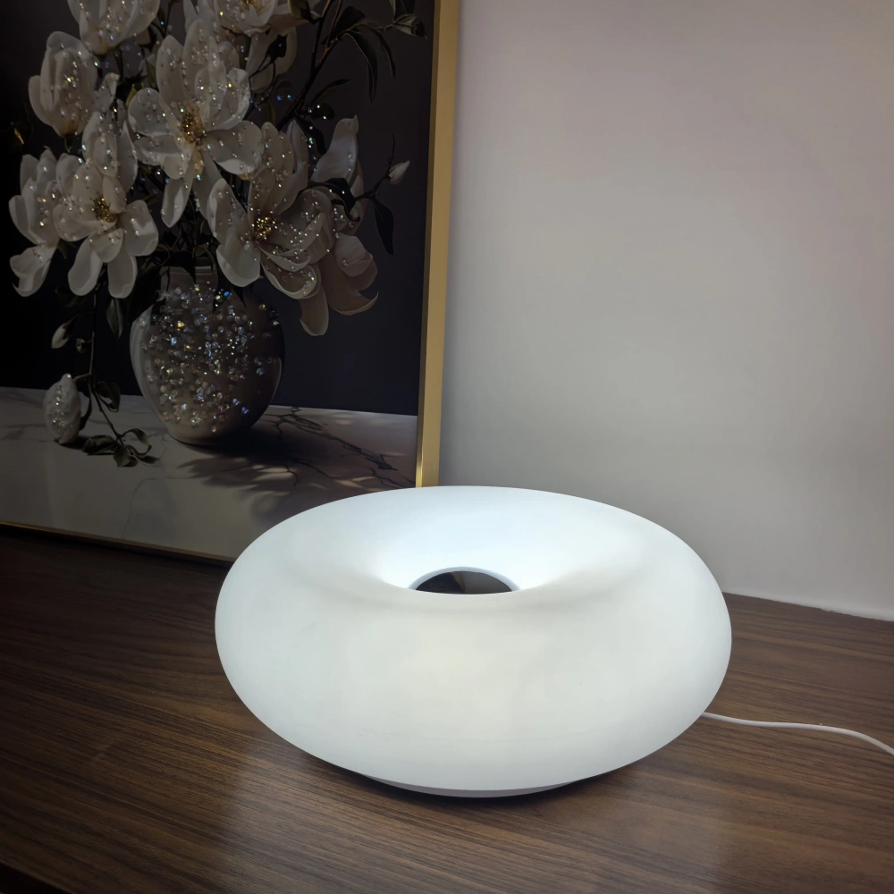 USB bedside table lamp with soft 360 degree illumination