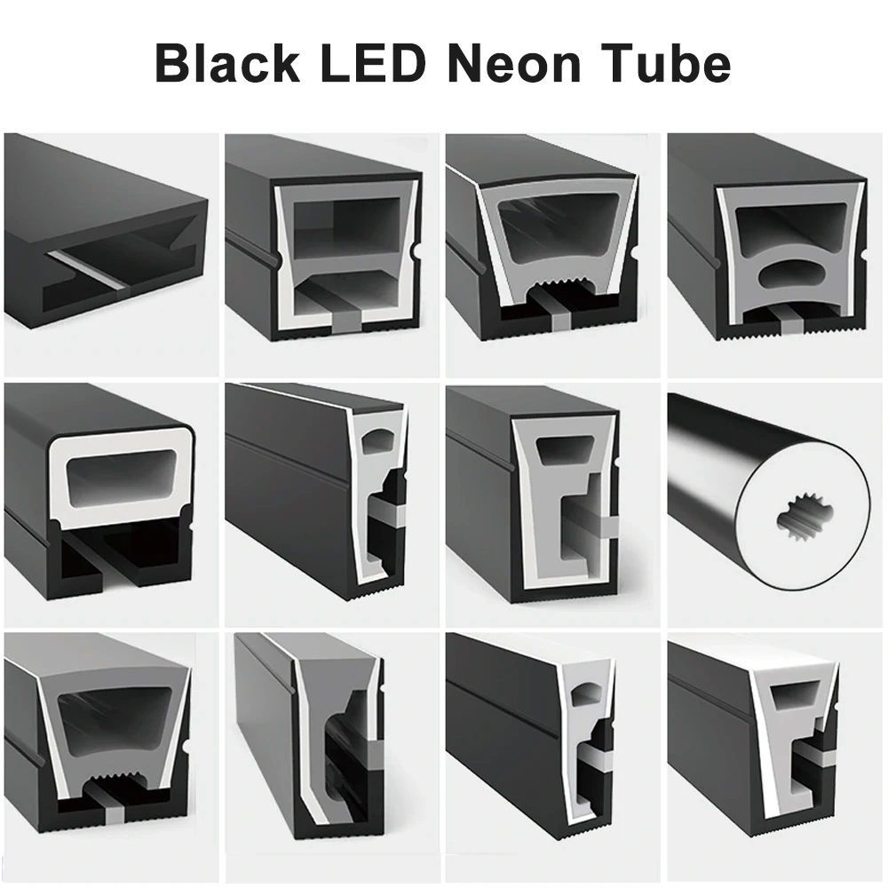 Black Led Neon Silica Gel Tube Diffuser Soft Rope Tube IP67 Waterproof For WS2812B SK6812 WS2811 5050 RGB Flexible Strip Light