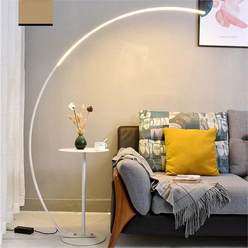 Nordic Minimalist White Gold C-shaped Lamp Living Room Sofa Bedroom Study Bedside Corner Led Dimmable Remote Control