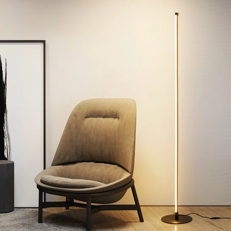 LED floor lamp Nordic minimalism living room bedroom creative bracket lamp black gold floor atmosphere lamp indoor lighting