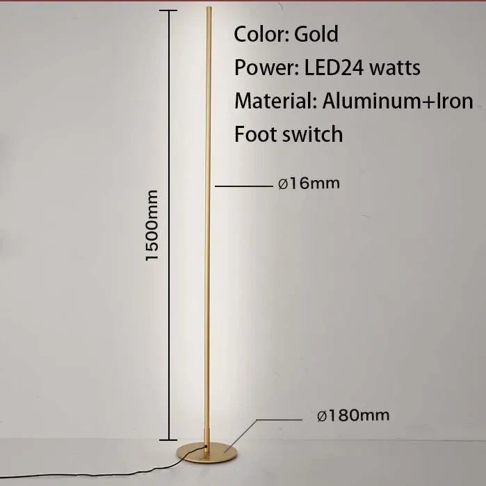 LED floor lamp Nordic minimalism living room bedroom creative bracket lamp black gold floor atmosphere lamp indoor lighting