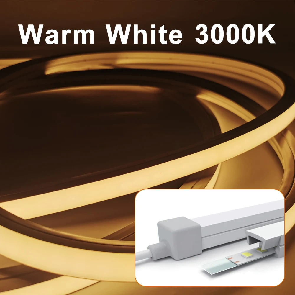DC24V 2835 Led Neon Strip 10x10mm Flexible Silicon Tube Embedded Line Light Flexible Bendable 3000K 4000K 6000K IP67 Waterproof