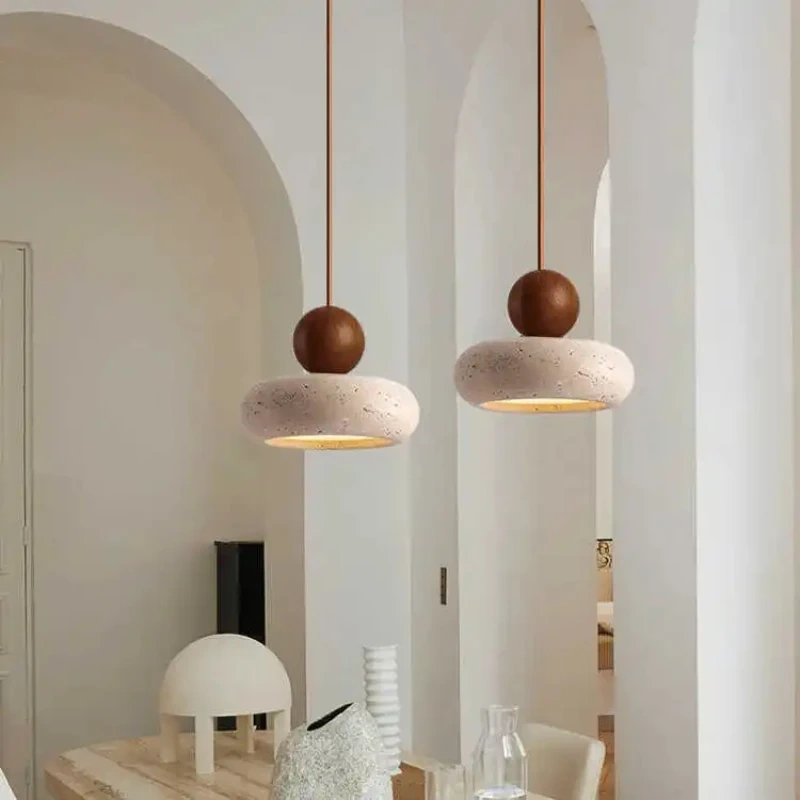 Yellow agate stone pendant light for bedside lighting