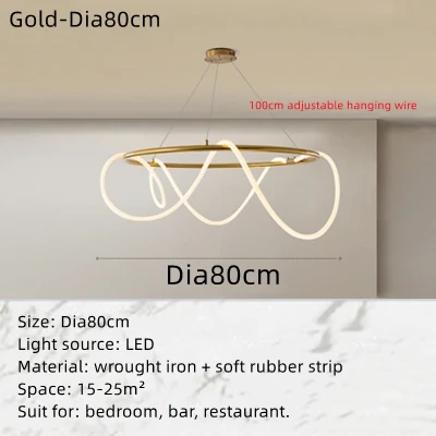 Modern Minimalist Living Room Pendant Lamp Nordic Creative Restaurant Bedroom Study Designer Circular Musical Note Linear Light