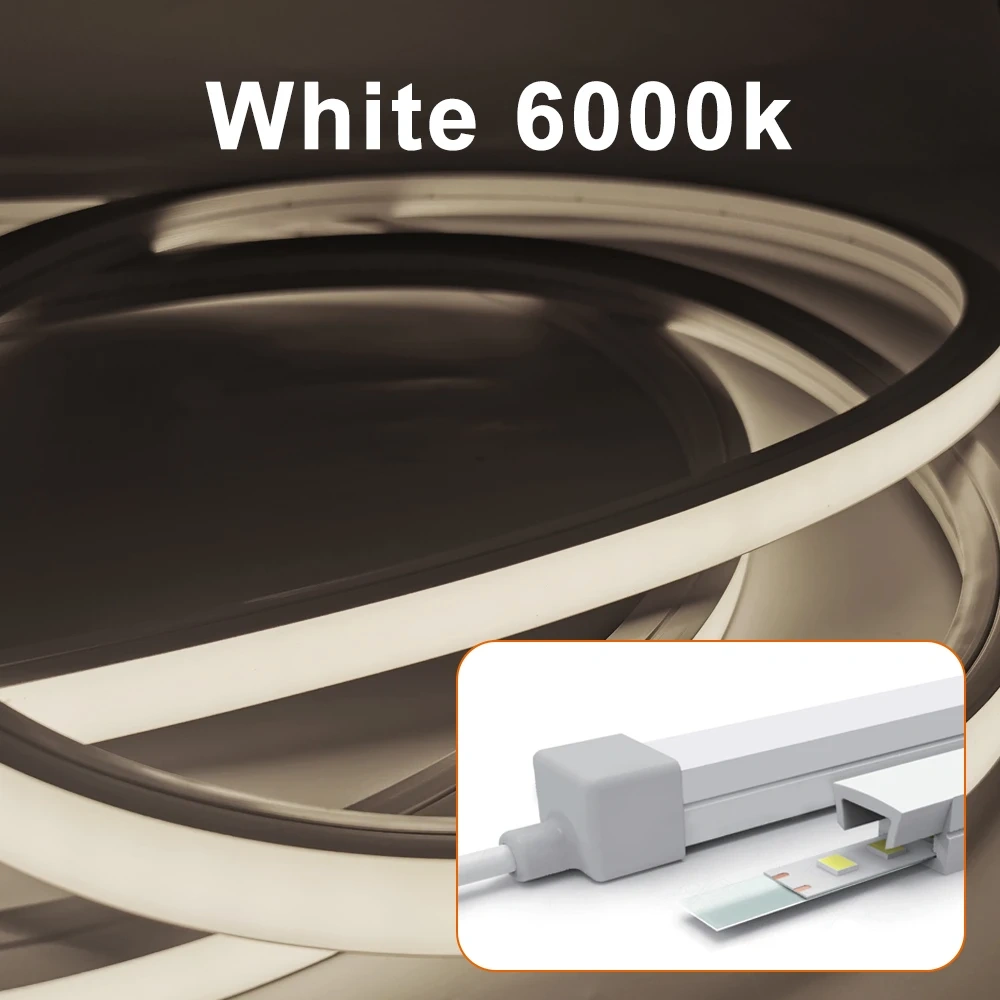 DC24V 2835 Led Neon Strip 10x10mm Flexible Silicon Tube Embedded Line Light Flexible Bendable 3000K 4000K 6000K IP67 Waterproof