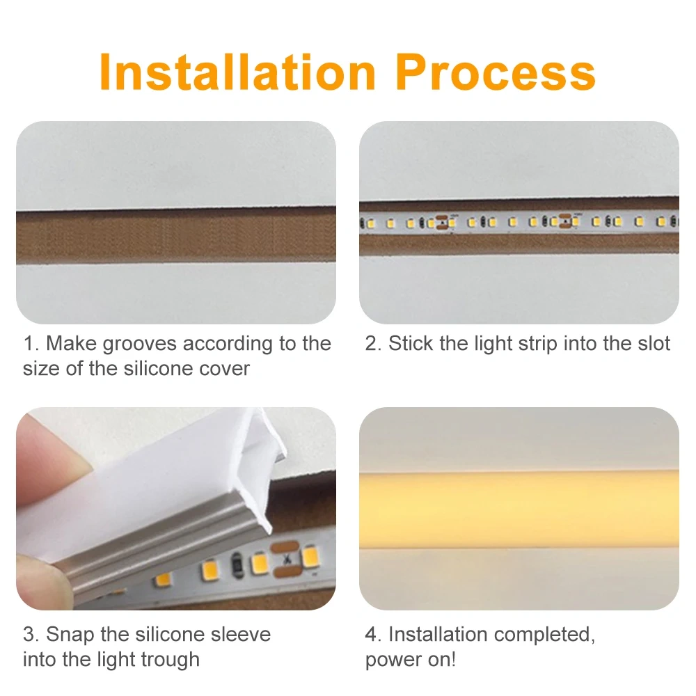 LED Neon Sign Silica Gel Covering Tube  Recessed Removeable Flexible Waterproof Silicone For WS2811 WS2812B COB Light Strip 10M