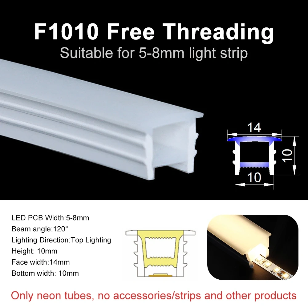 LED Neon Sign Silica Gel Covering Tube  Recessed Removeable Flexible Waterproof Silicone For WS2811 WS2812B COB Light Strip 10M
