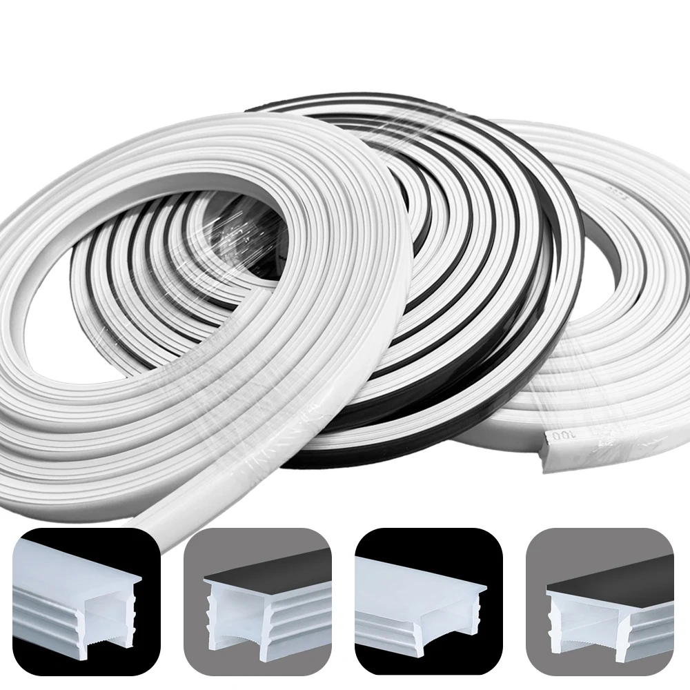 LED Neon Sign Silica Gel Covering Tube  Recessed Removeable Flexible Waterproof Silicone For WS2811 WS2812B COB Light Strip 10M