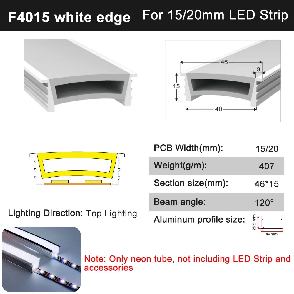 5m LED Neon Silica Rope Tube Recessed Covering Soft Flexible Removeable IP67 Waterproof Silicone for WS2812 Strip Light