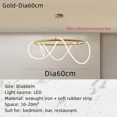 Modern Minimalist Living Room Pendant Lamp Nordic Creative Restaurant Bedroom Study Designer Circular Musical Note Linear Light