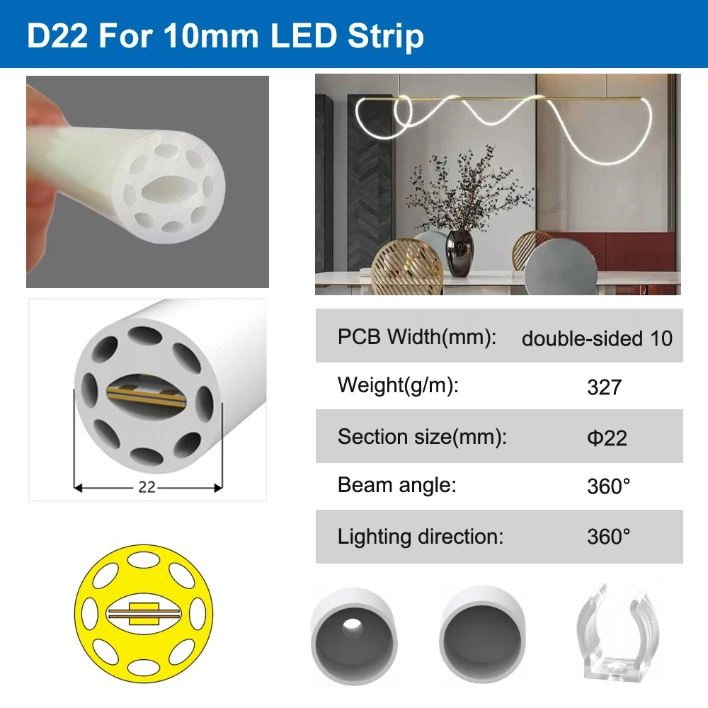 270/360 Degree Luminous Round Neon Silica Gel Tube Flexible Silicone Soft Sleeve IP67 Waterproof For 5mm-10mm SMD COB LED Strip