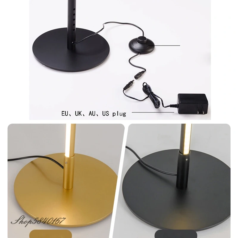 LED floor lamp Nordic minimalism living room bedroom creative bracket lamp black gold floor atmosphere lamp indoor lighting