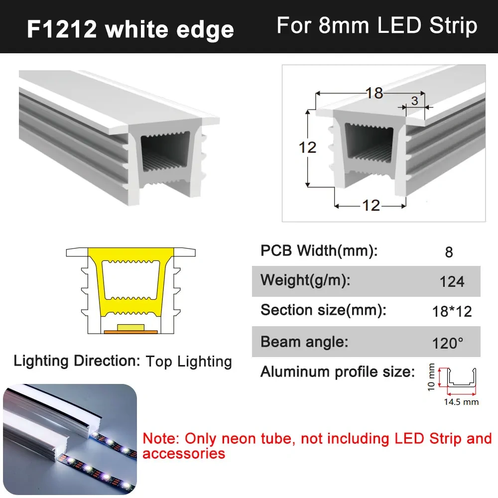0.5m-5m LED Neon Silica Rope Tube Recessed Covering Soft Flexible Removeable IP67 Waterproof Silicone for WS2812 Strip Light