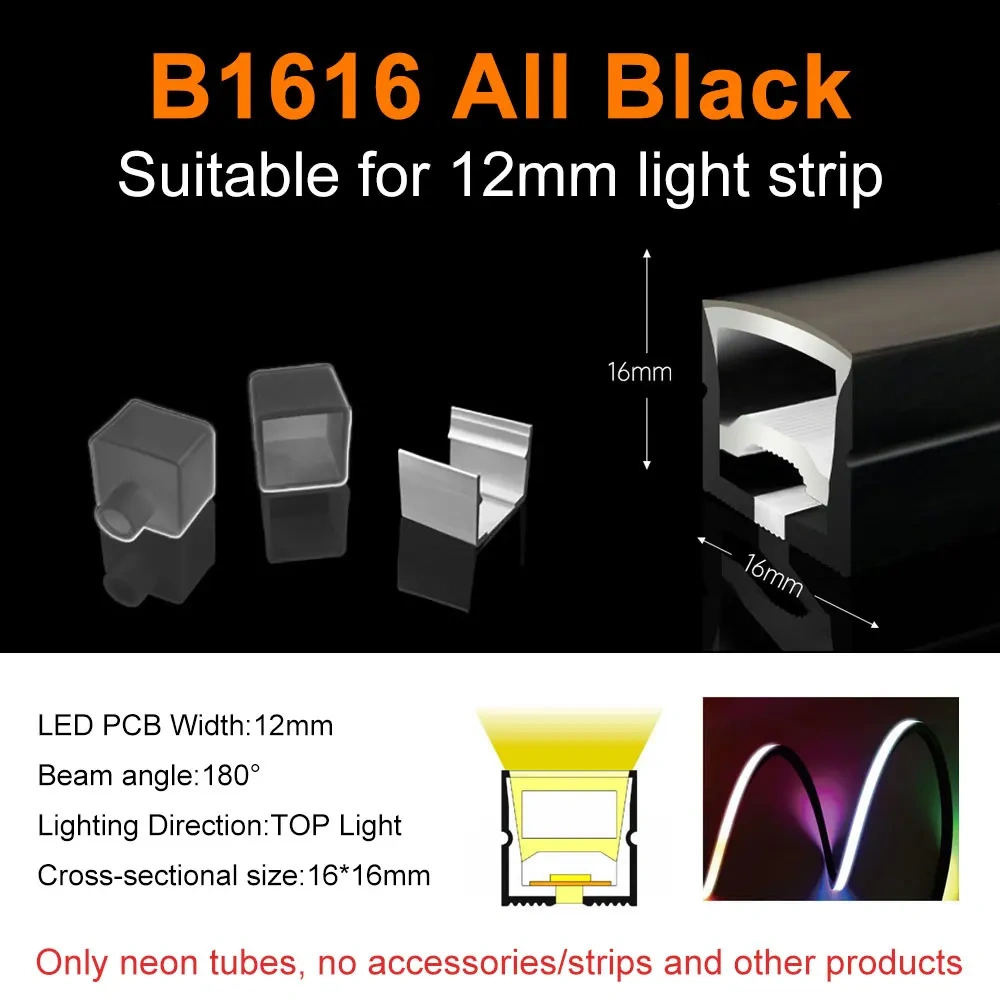 1M-5M WS2812B WS2811 SK6812 Silica Gel Tube Black Led Neon Soft Rope Tube IP67 Waterproof For 5050 RGB Flexible Strip Light