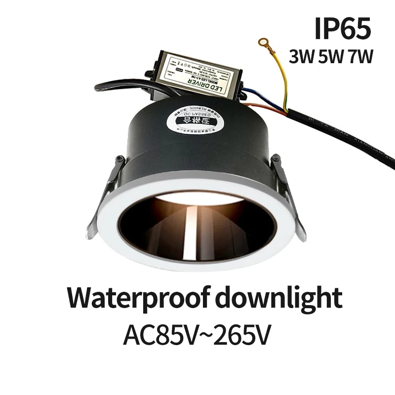 LED waterproof downlight outdoor spotlight 220v/110v3W 5W 7W balcony kitchen shower room can be installed opening 75mm