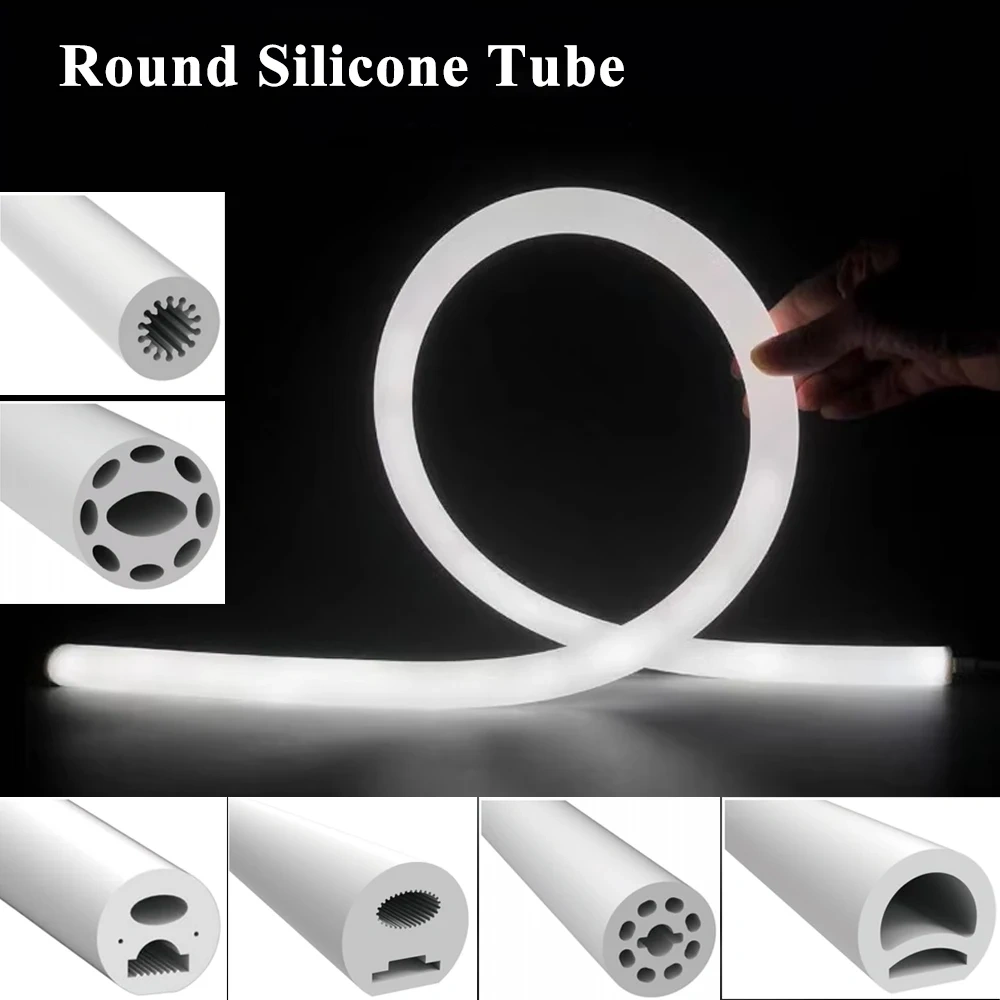 270/360 Degree Luminous Round Neon Silica Gel Tube Flexible Silicone Soft Sleeve IP67 Waterproof For 5mm-10mm SMD COB LED Strip